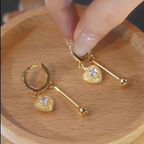 White Heart Crystal Earrings