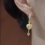 White Heart Crystal Earrings