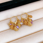 Purple Crystal Balls Earrings