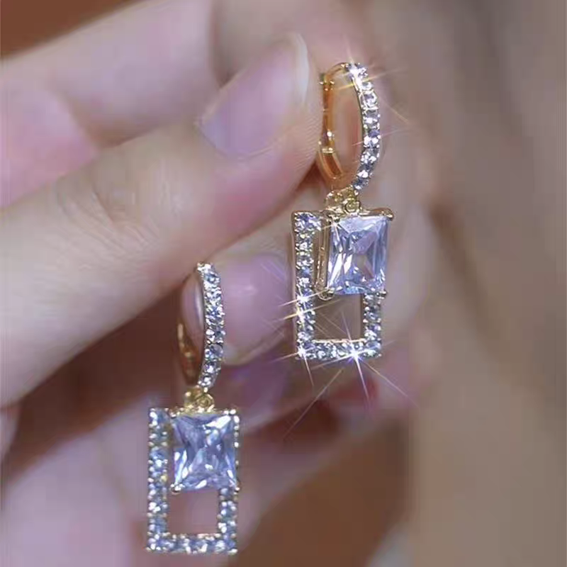 Rectangular Crystal Earrings