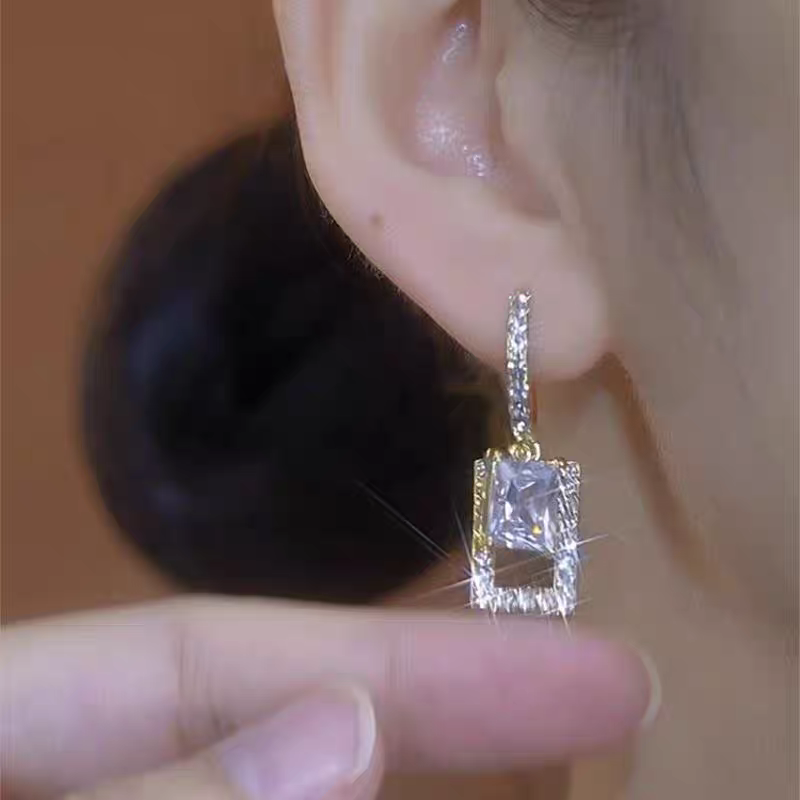 Rectangular Crystal Earrings