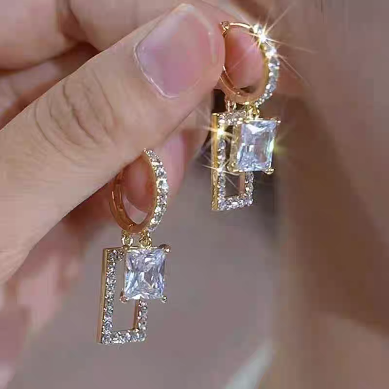 Rectangular Crystal Earrings