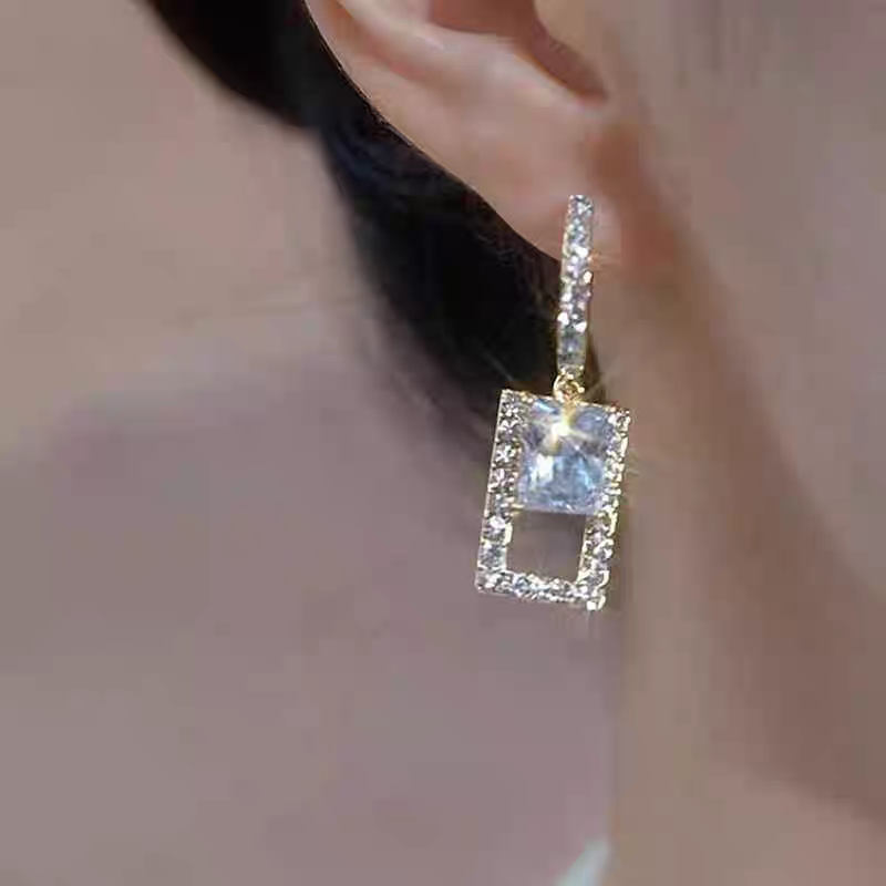 Rectangular Crystal Earrings