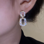 Double Square Premium Crystals Earrings