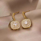 Square Centre Crystal Premium Earrings