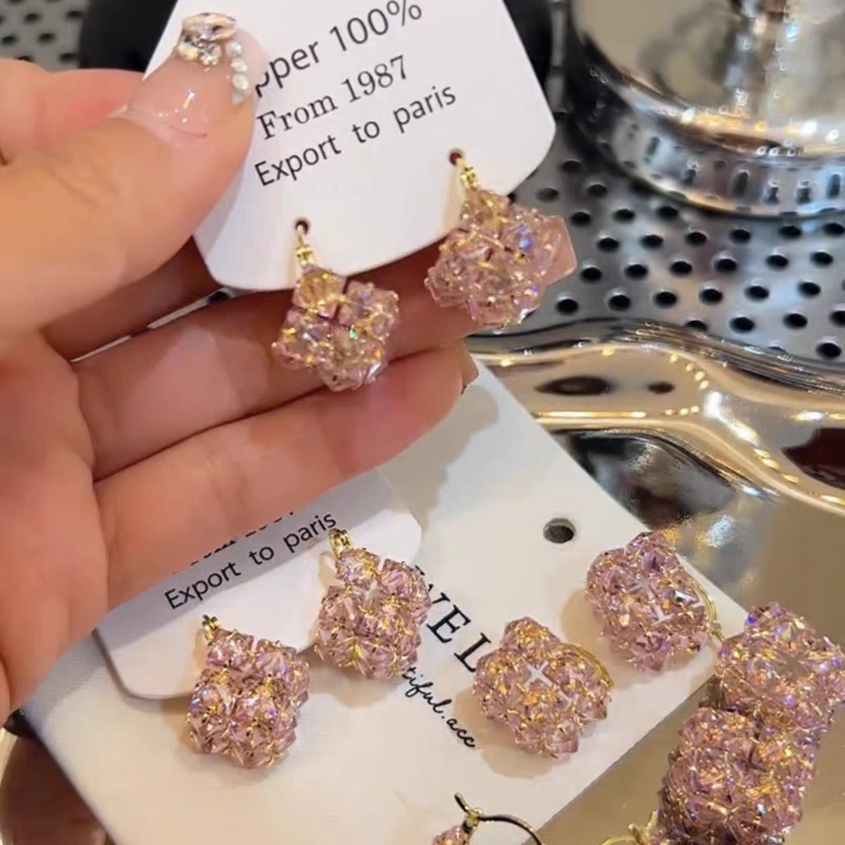 Pink Premium Crystal Box Earrings