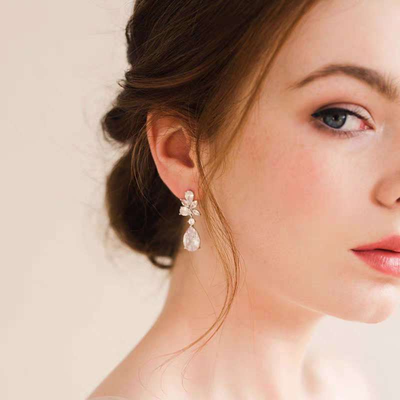 Crystal Flower Patel Earrings