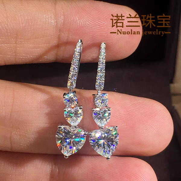 Hanging Crystal Heart Earrings