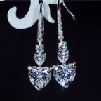 Hanging Crystal Heart Earrings