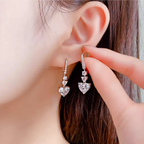 Hanging Crystal Heart Earrings