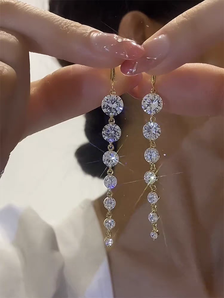 Diamond Crystals Chain Earrings