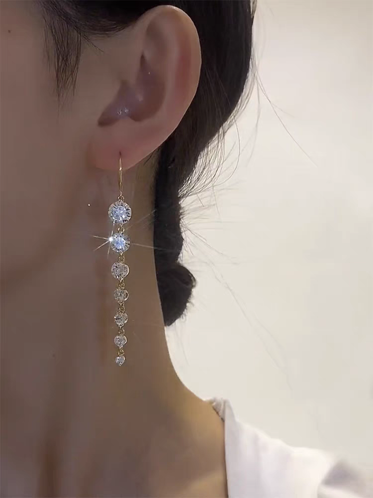 Diamond Crystals Chain Earrings