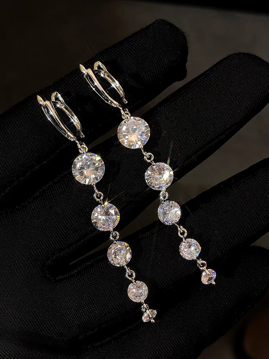 Diamond Crystals Chain Earrings