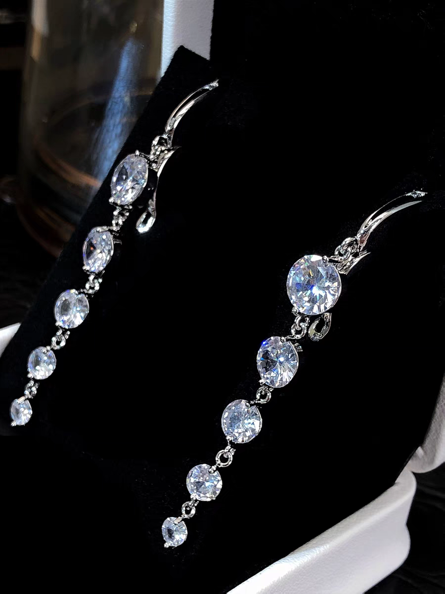 Diamond Crystals Chain Earrings