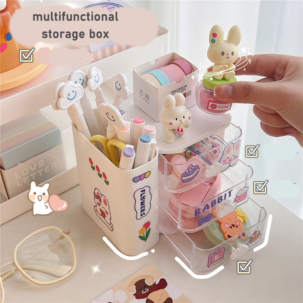 Cute Cloud Desktop Pen Container Storage Box Student Stationery Shelf Organizer Box