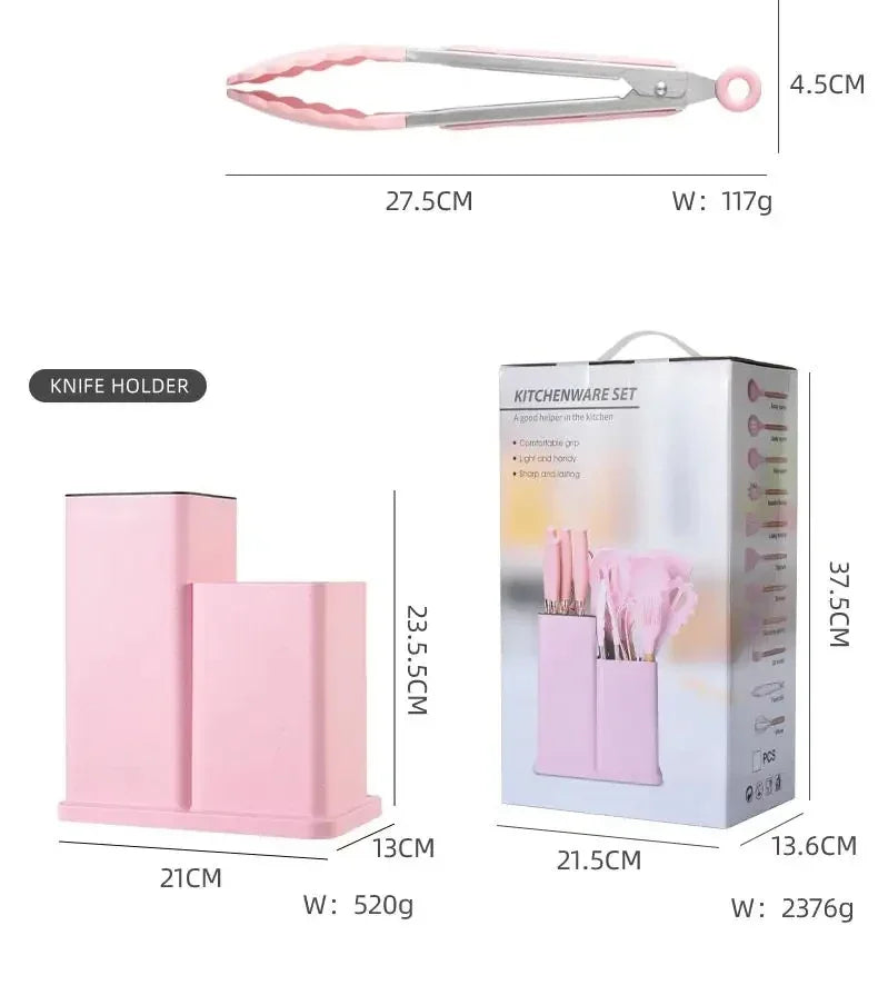 Silicone & Stainless Steel Kitchen Utensils Set 19pcs Kit
